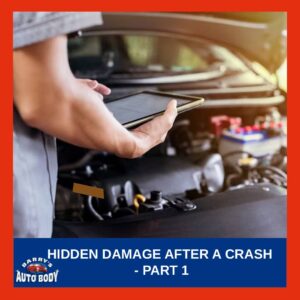Car accident hidden damage inspection showing internal components and structural areas often affected after minor collisions